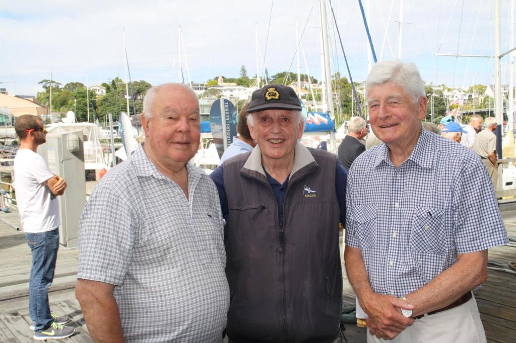 John Street (left) with Bruce Marler (RNZYS Commodore when Rainbow II won Cup in 1969) and RNZYS historian Bill Donovan © Alan Sefton